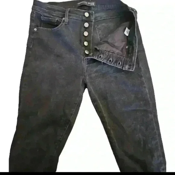 Veronica Beard Womens Black Debbie High-Rise Designer Button Fly Skinny Jeans 32 - Picture 8 of 15